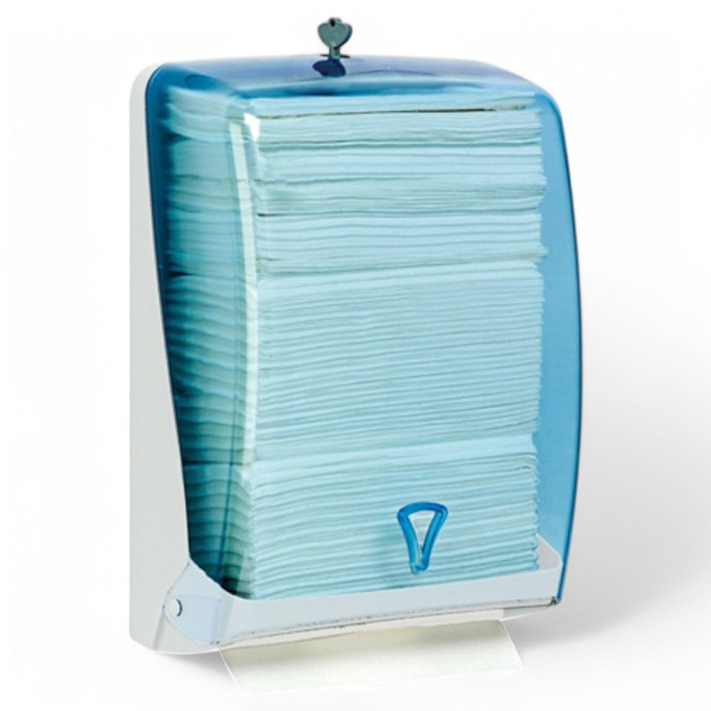 Distributore carta asciugamani piegata a c chiusura a chiave ideale ambienti abs fissaggio viti cm 29x14x38 cm