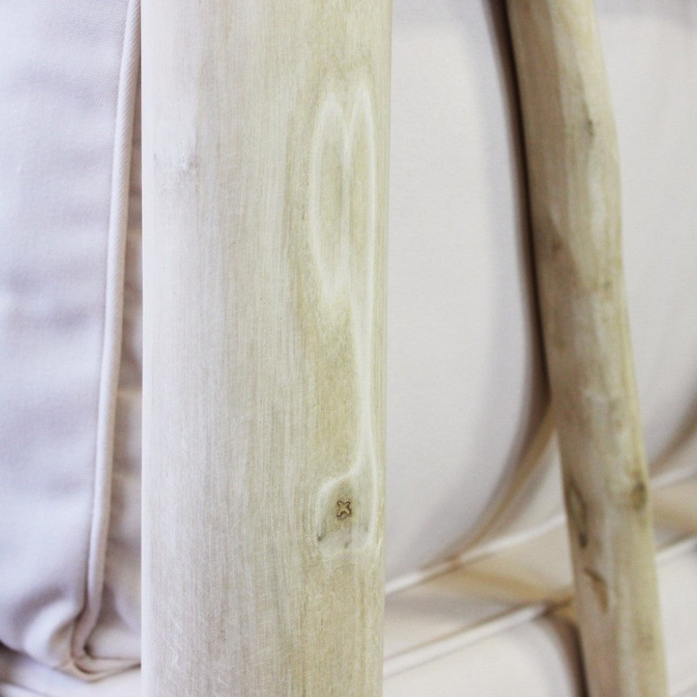 Divano 3 posti in legno teak con cuscini tortora 92x180xH77 cm