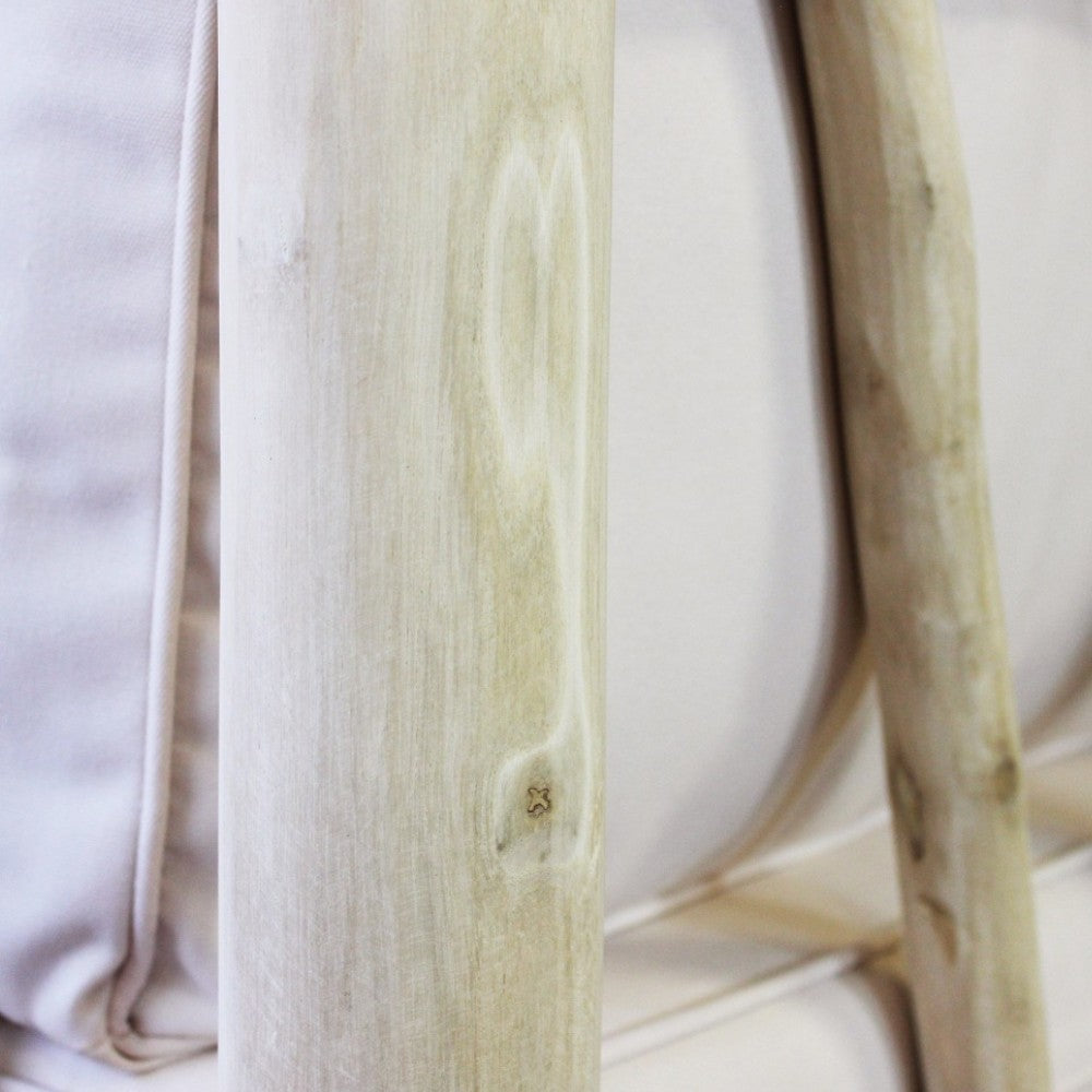 Divano 2 posti in legno teak con cuscini tortora 131,5x92xH77 cm