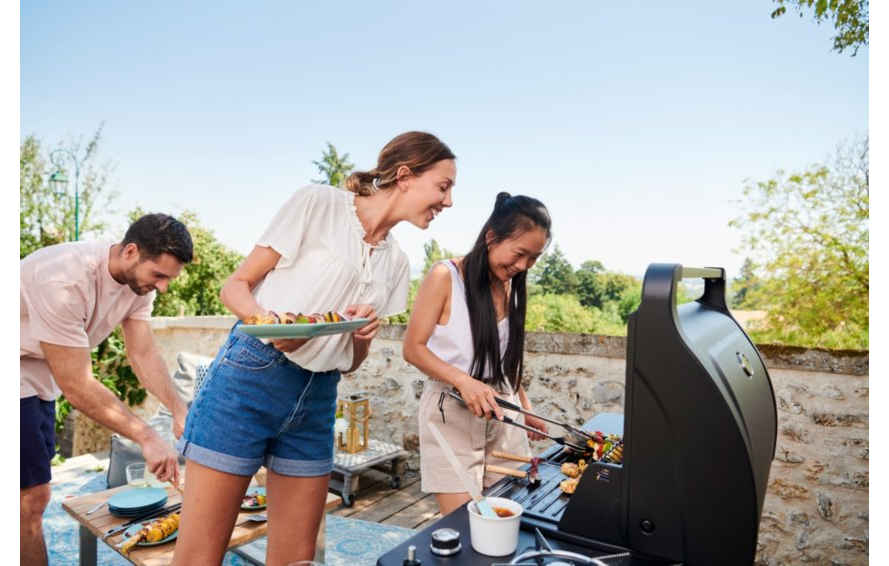 Barbecue a gas 3 bruciatori in acciaio fornello laterale e coperchio con termometro COMPACT 3LS