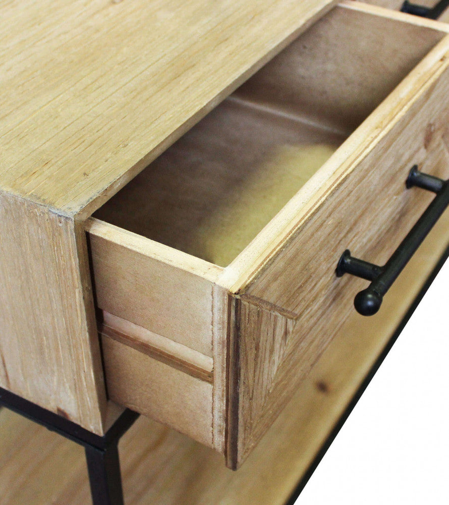 Mobile credenza da ingresso con struttura in legno e metallo con 3 cassetti e ripiano inferiore Linea Industrial