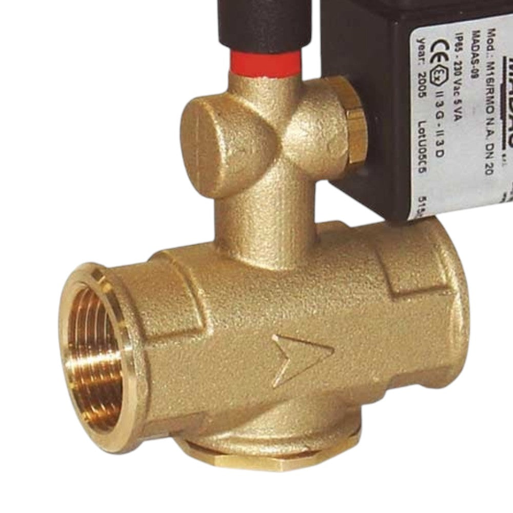 Elettrovalvola riarmo manuale per gas normalmente aperta 1/2 pollici con tensione 230v pressione max 500mba