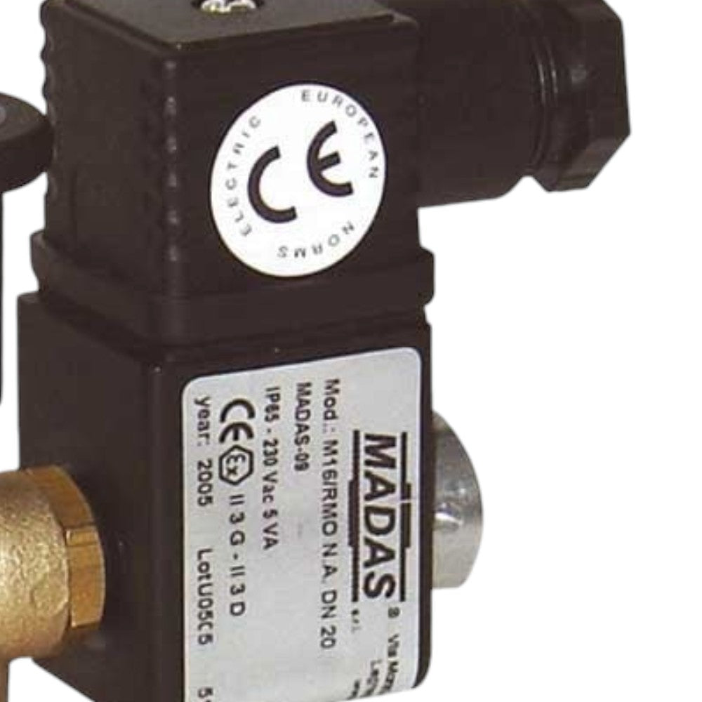 Elettrovalvola riarmo manuale per gas normalmente aperta 1/2 pollici con tensione 230v pressione max 500mba