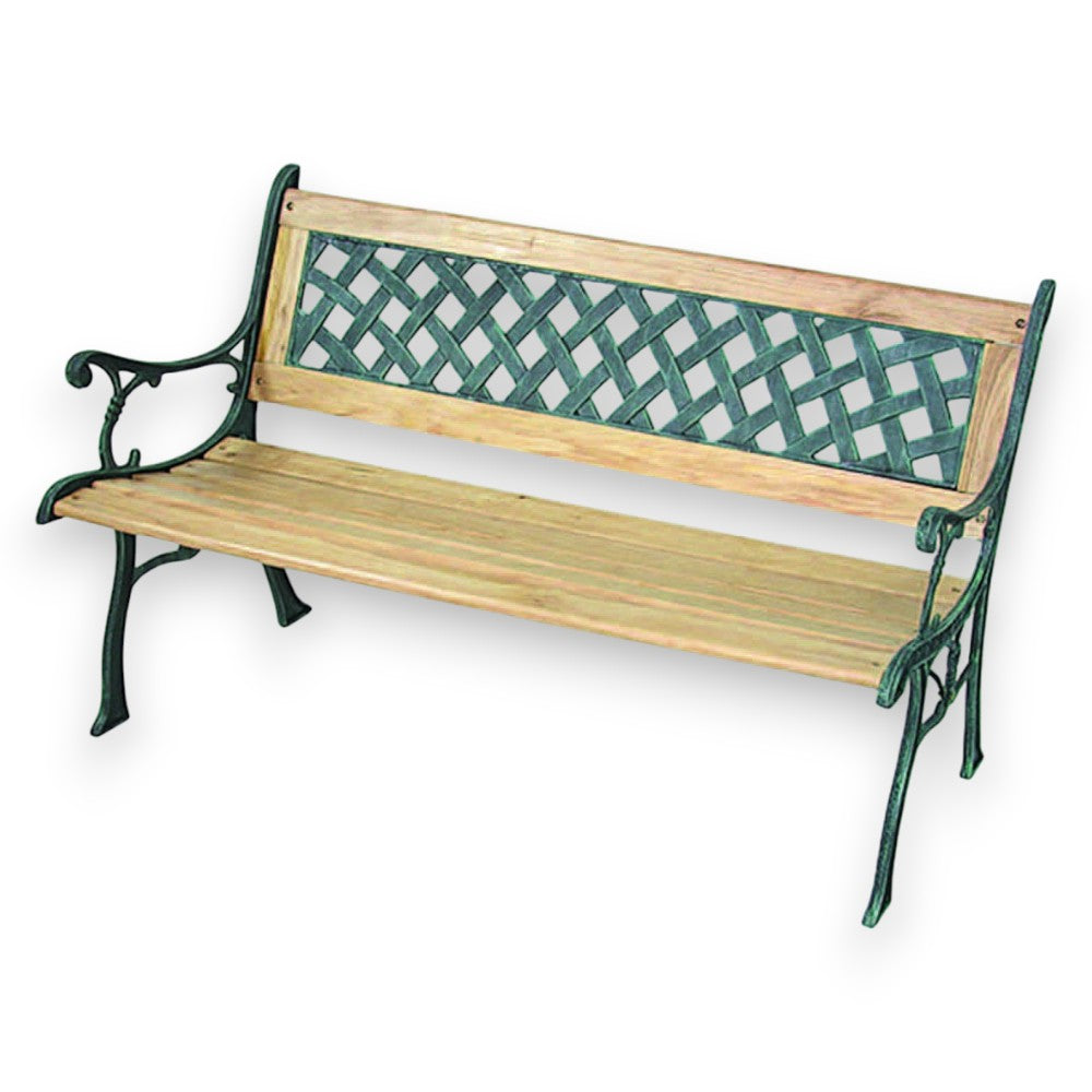 Panchina 3 posti da esterno giardino con struttura in ghisa e doghe in legno