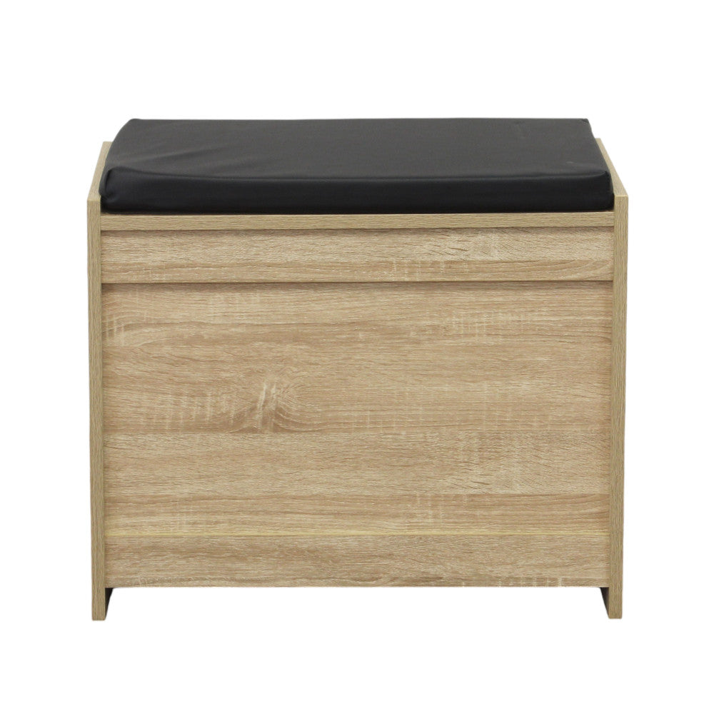 Scarpiera cassapanca doppio scomparto in legno laminato con seduta morbida e maniglie laterali Eusebia