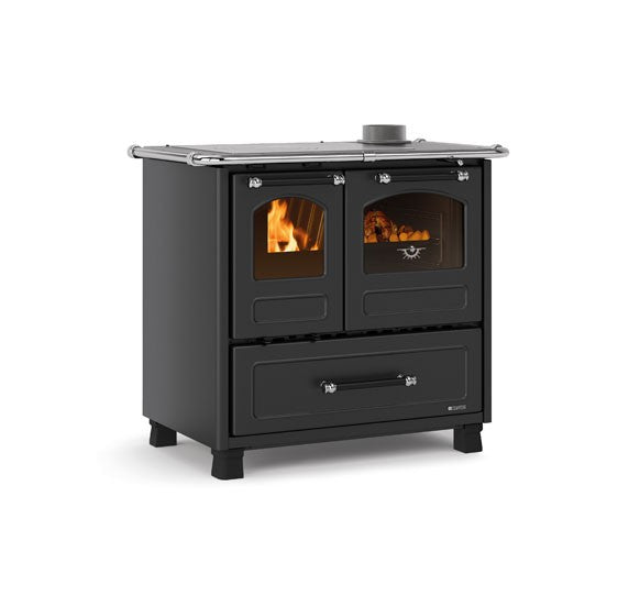 Cucina a legna 7,5 kw in acciaio smaltato con forno e piastra cottura in ghisa Family Nordica