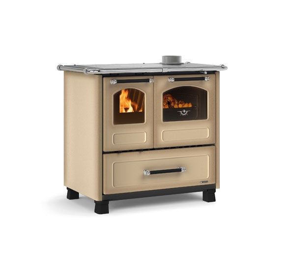 Cucina a legna 7,5 kw in acciaio smaltato con forno e piastra cottura in ghisa Family Nordica