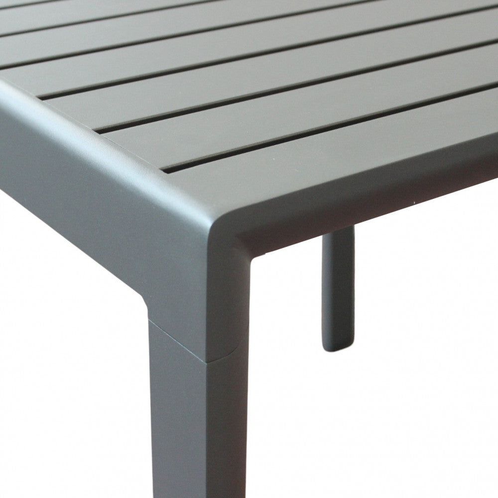 Tavolo quadrato 80x80 cm in alluminio con piano a doghe e piedi regolabili Alley