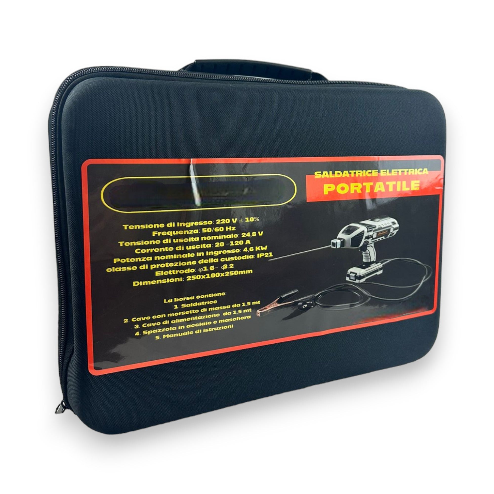 Saldatrice inverter a pistola portatile 4,6 kw kit con accessori valigetta