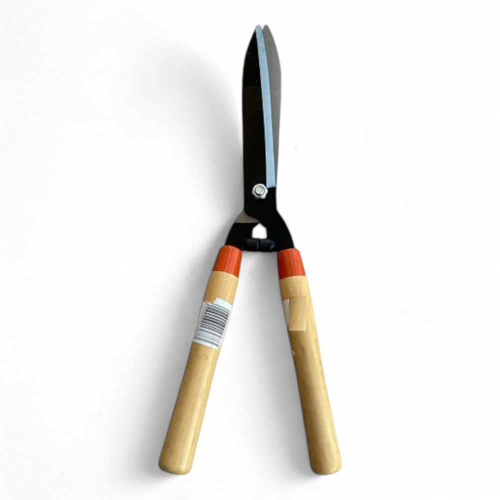 Forbice da giardinaggio per siepi con lame ondulate da 25 cm e manico in legno antiscivolo lunghezza totale 56 cm