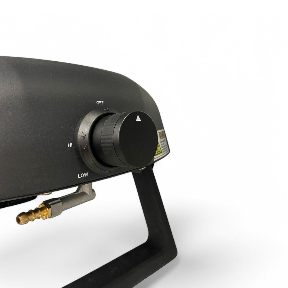 Forno pizza a gas con piatto rotante e doppio bruciatore in acciaio inox 64x44x31,5 cm