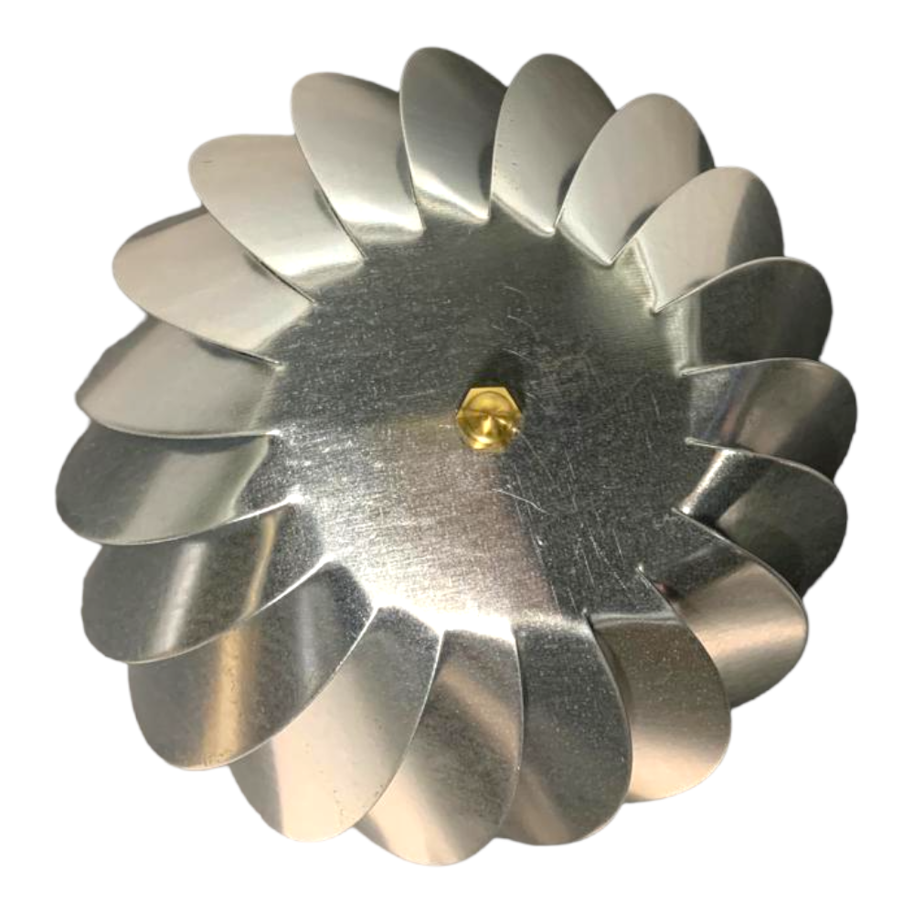 Fumaiolo girevole in acciaio zincato eolico a sfera per ventilazione tetti con attacco maschio