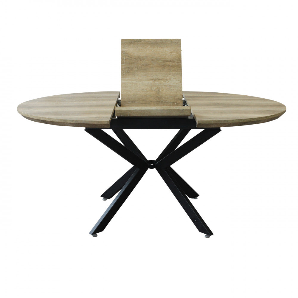 Tavolo rotondo allungabile con piano in MDF e struttura in metallo 120/160x120xH76 cm Garry