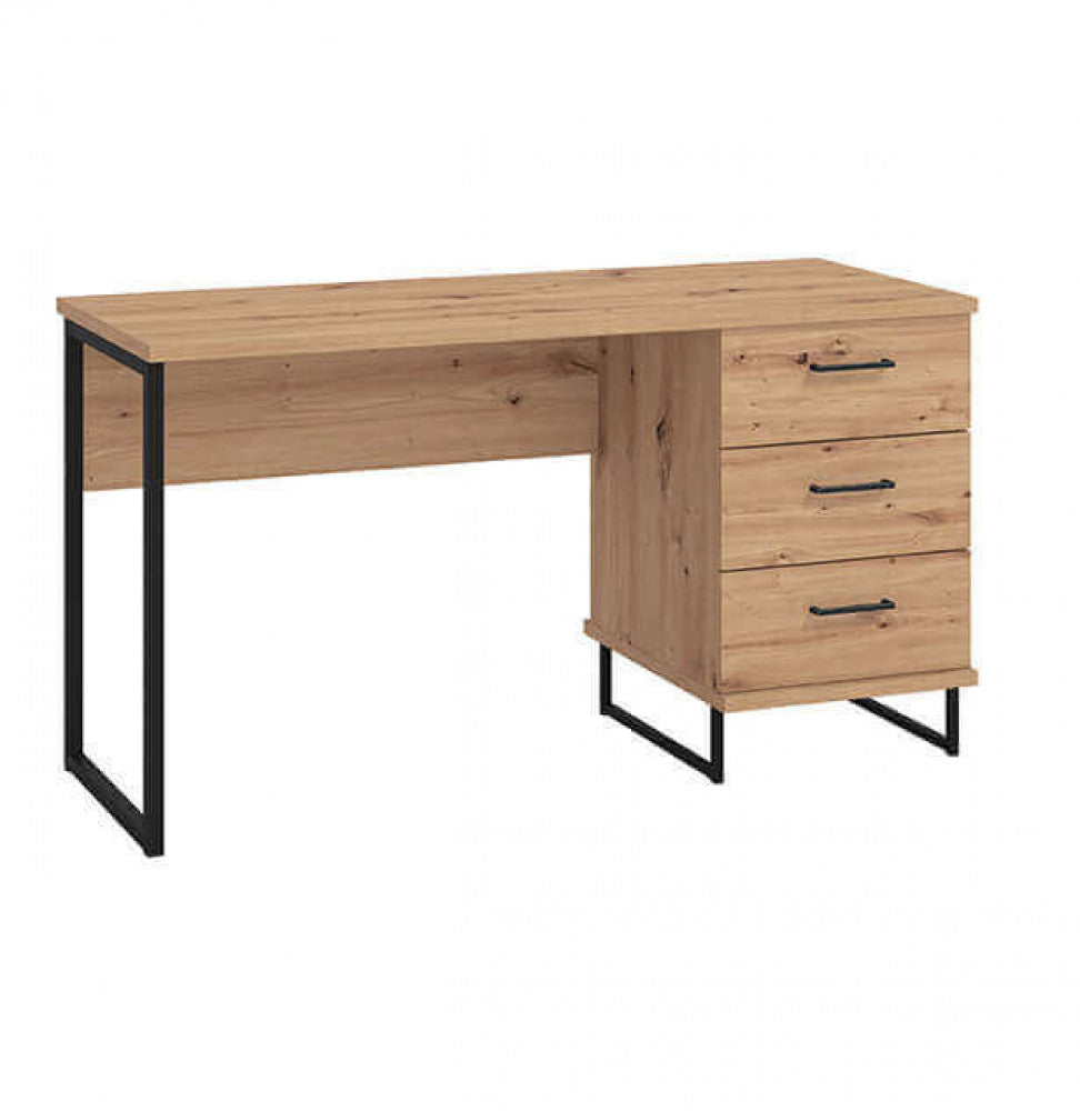 Scrivania porta PC 140x60 cm in legno e metallo con 3 cassetti Iron Desk