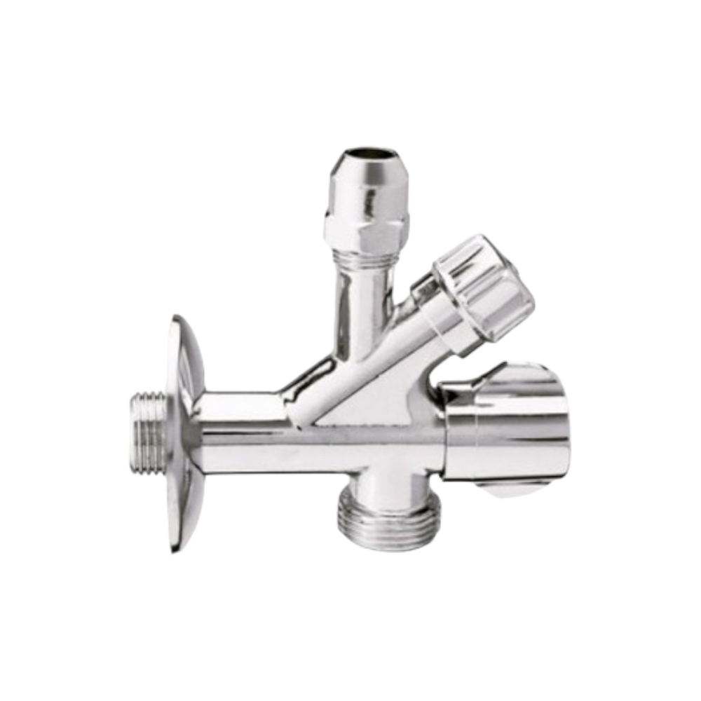 Rubinetto combinato sottolavabo per miscelatore e lavatrice in zama cromato