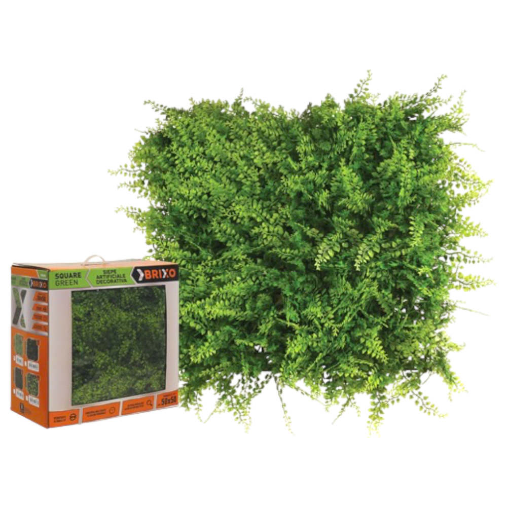 Siepe ombreggiante frangivista da giardino in pannelli 50x50 cm con foglie di felce confezione 12 pezzi