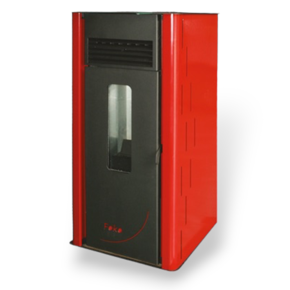 Stufa a pellet 8 kw in acciaio bordeaux con telecomando e serbatoio 13 kg