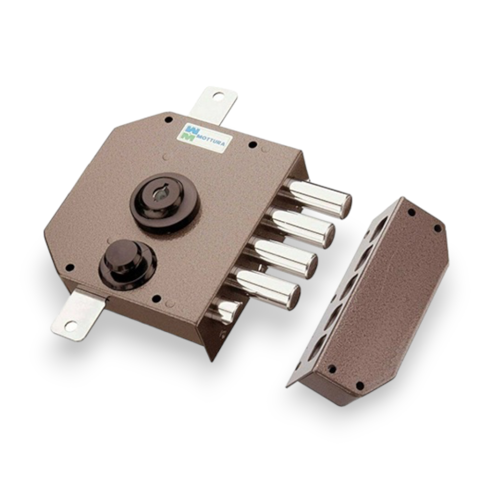 Serratura a doppia pompa con scrocco da applicare ad apertura interna con cilindro a gorges MOTTURA 630