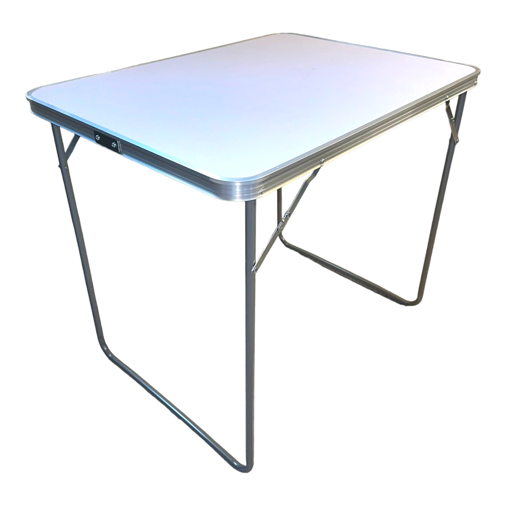 Tavolino pieghevole da esterno 80x60 cm con struttura in acciaio e piano in mdf Steely