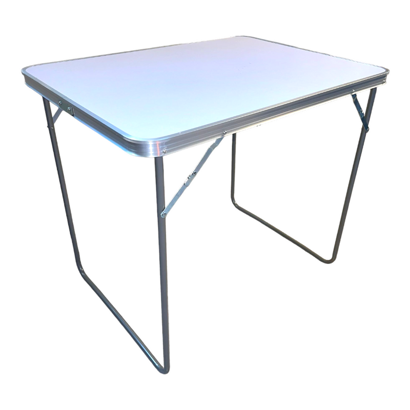 Tavolino pieghevole da esterno 80x60 cm con struttura in acciaio e piano in mdf Steely