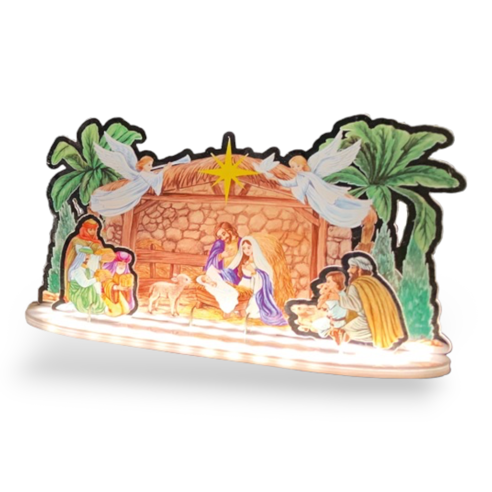 Presepe luminoso decorazione natalizia moderna 21 led a batteria Crystal