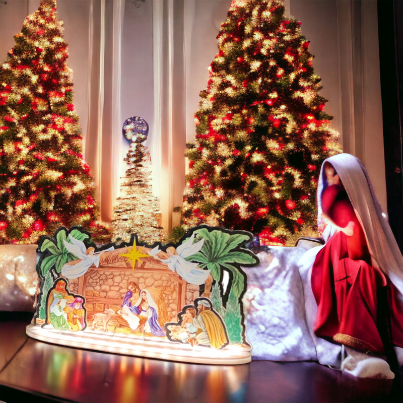 Presepe luminoso decorazione natalizia moderna 21 led a batteria Crystal