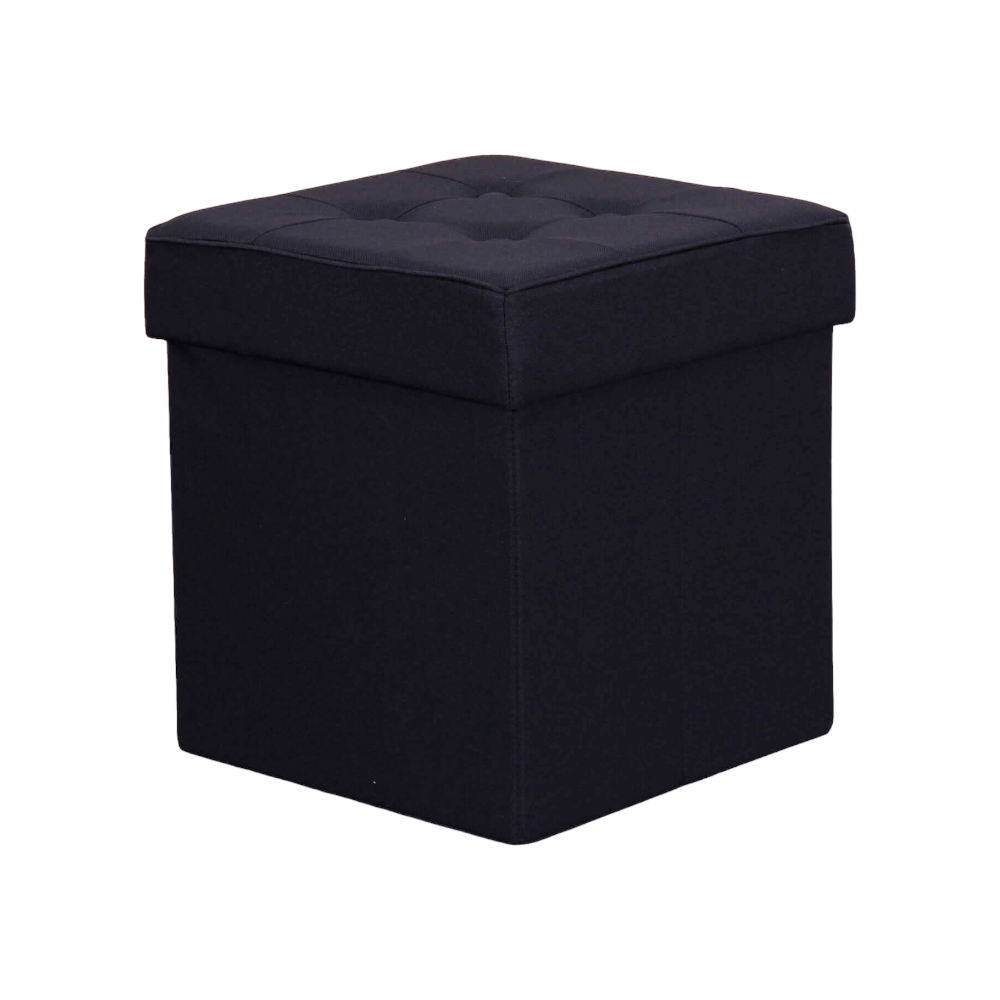 Pouf chiudibile contenitore 38x38x40 cm design rivestito in stoffa