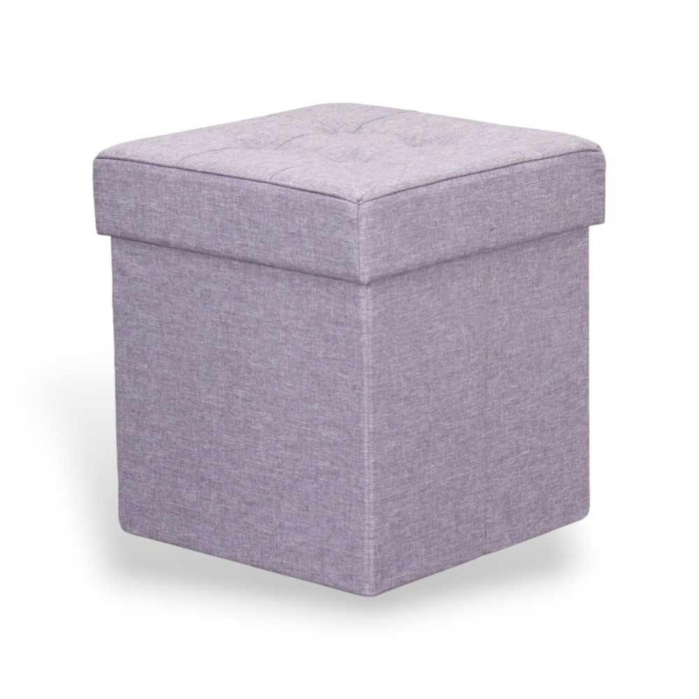 Pouf chiudibile contenitore 38x38x40 cm design rivestito in stoffa