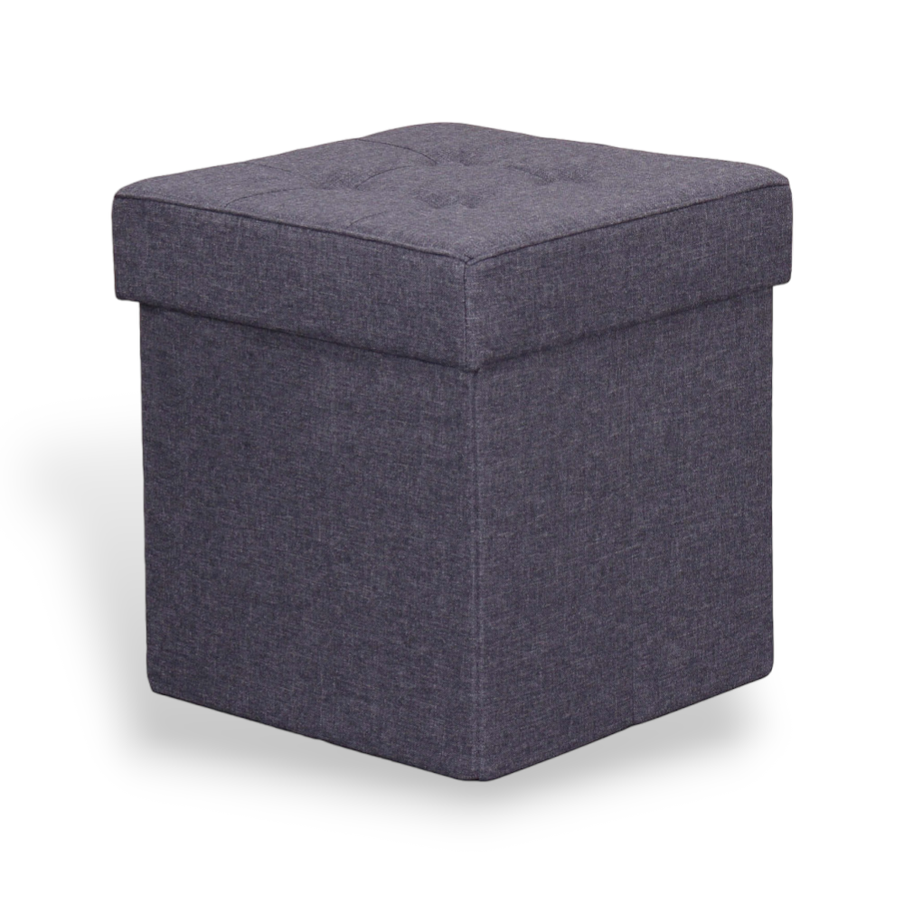 Pouf chiudibile contenitore 38x38x40 cm design rivestito in stoffa