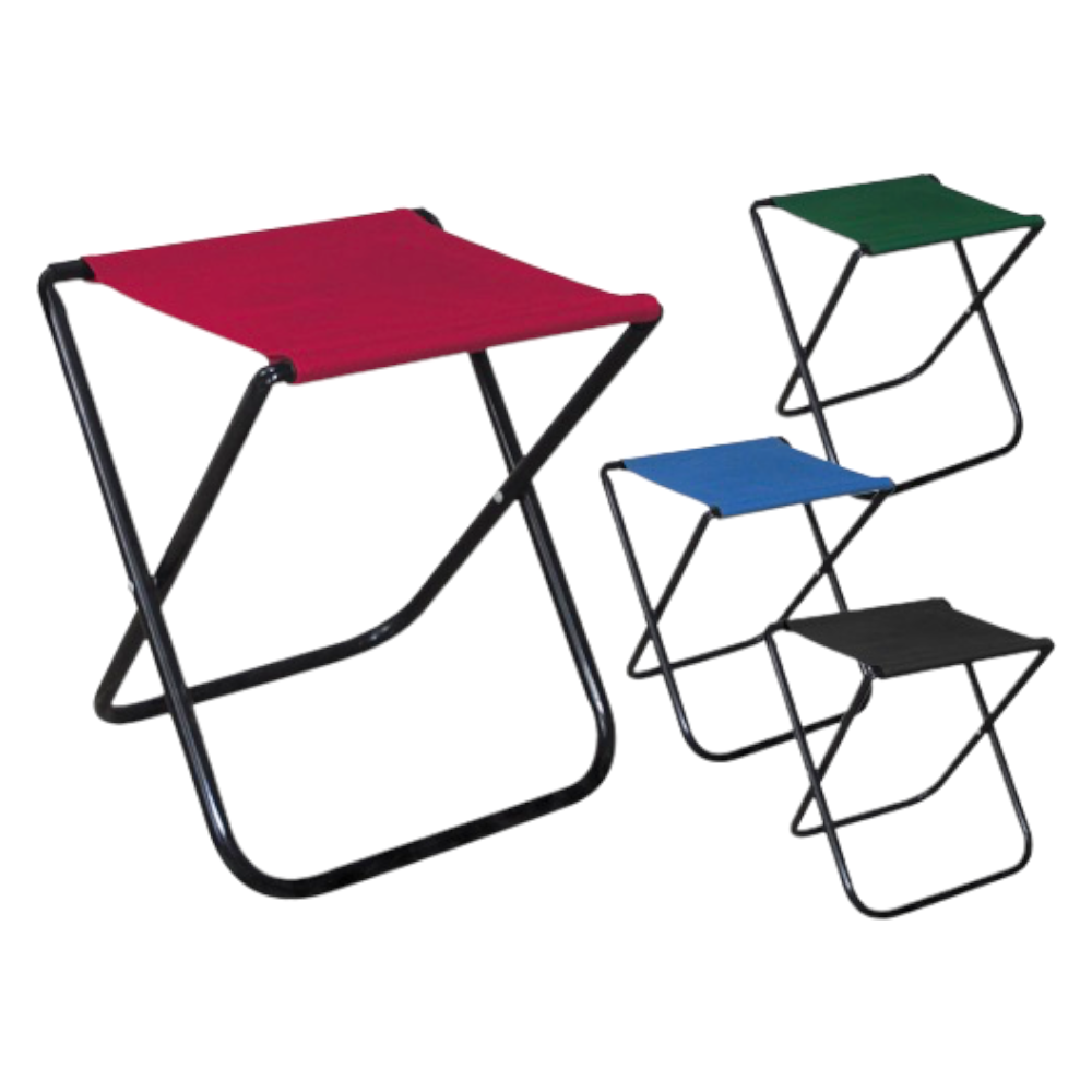 Folding camping stool in steel and Camping Butterfly fabric