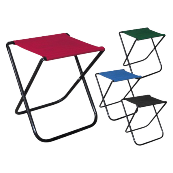 <transcy>Folding camping stool in steel and Camping Butterfly fabric</transcy>
