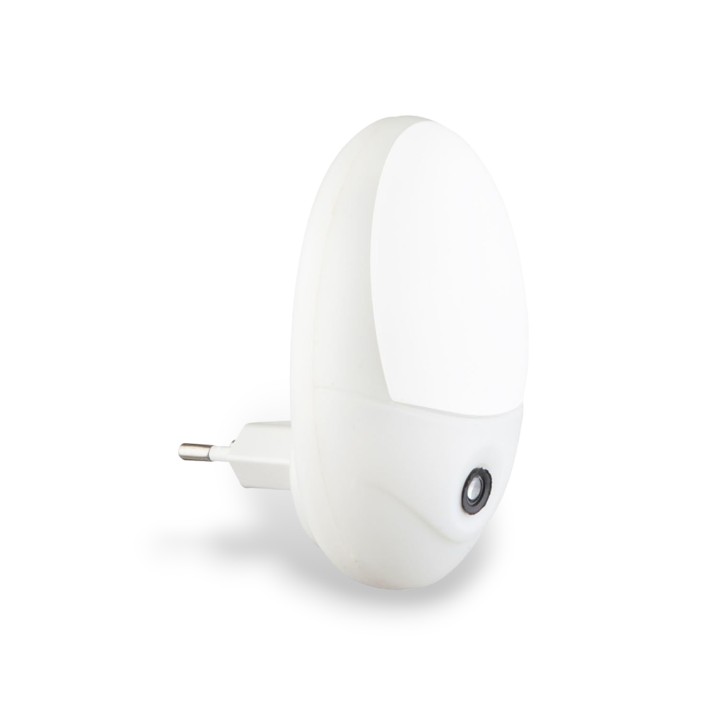 Lampada a led notturna con sensore crepuscolare e presa a muro