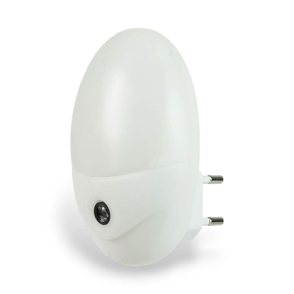 Lampada a led notturna con sensore crepuscolare e presa a muro