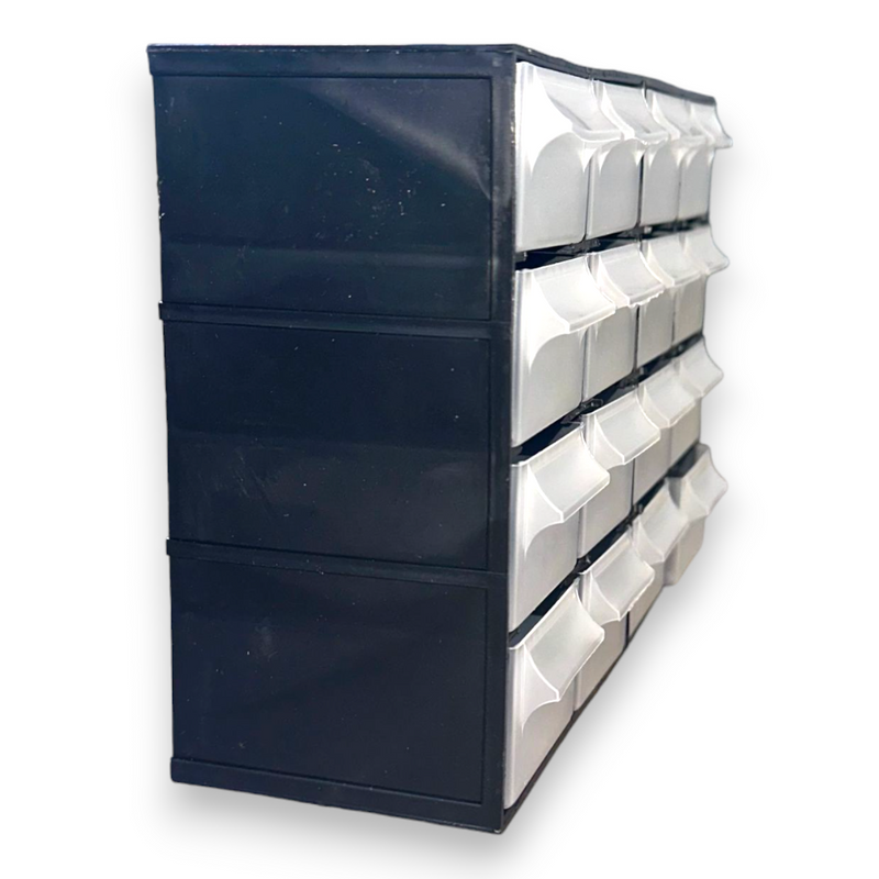 Cassettiera organizer porta minuterie impilabile ad incastro 16 cassetti 22x8.5xH15.6 cm
