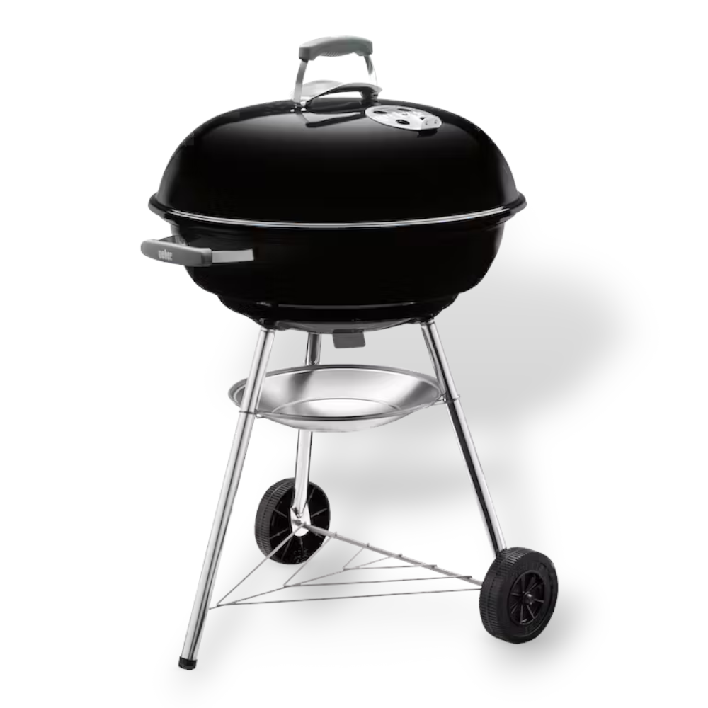 Barbecue rotondo a carbone con ruote e griglia in acciaio cromato original WEBER COMPACT KETTLE