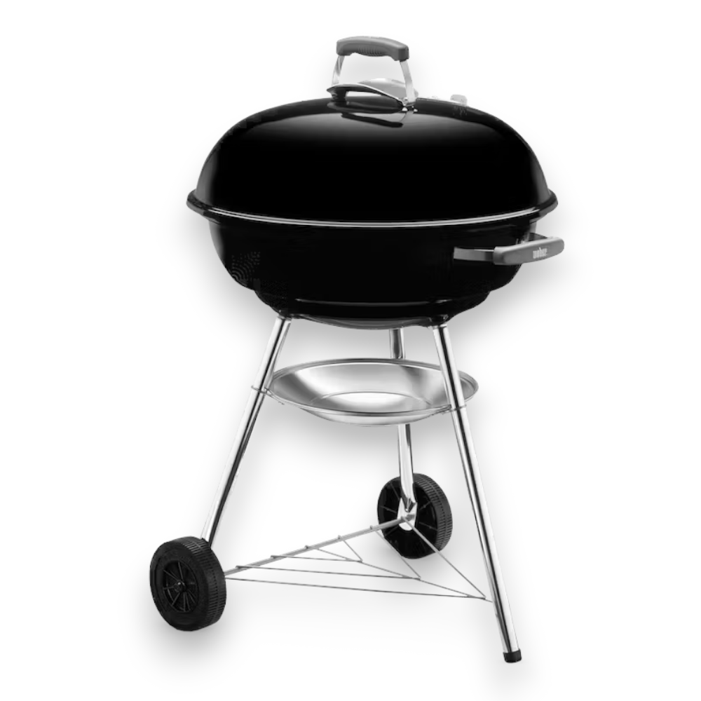 Barbecue rotondo a carbone con ruote e griglia in acciaio cromato original WEBER COMPACT KETTLE