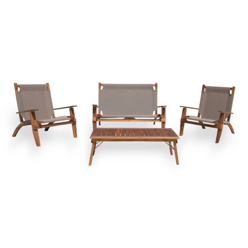 Salotto set da giardino esterno in legno di acacia con seduta in poliestere Summer Fresh