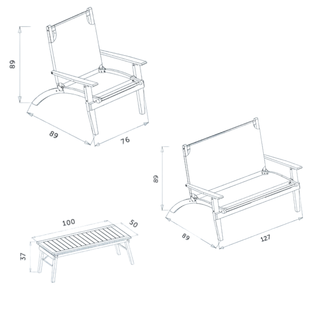 Salotto set da giardino esterno in legno di acacia con seduta in poliestere Summer Fresh