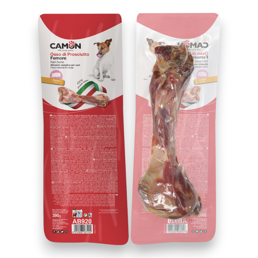 Osso di prosciutto essiccato per masticazione cani adulti 100% naturale CAMON