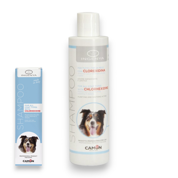 Shampoo 250 ml per cani a base di clorexidina per rendere il pelo lucido CAMON