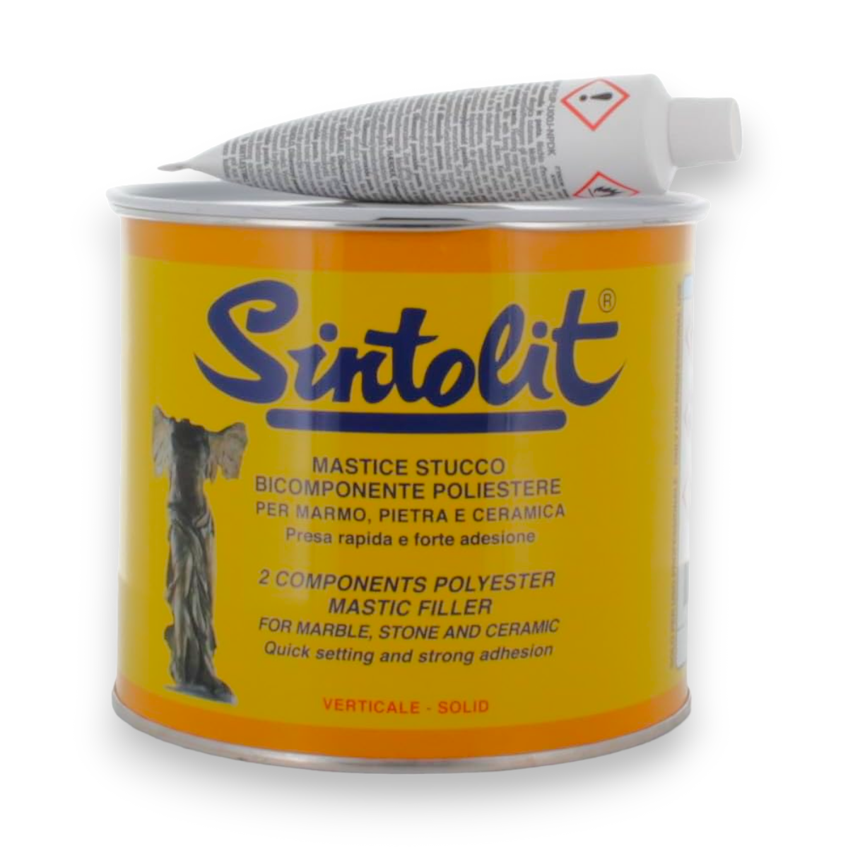 Stucco bianco in barattolo 750 ml con tubetto di indurente per marmo e ceramica SINTOLIT