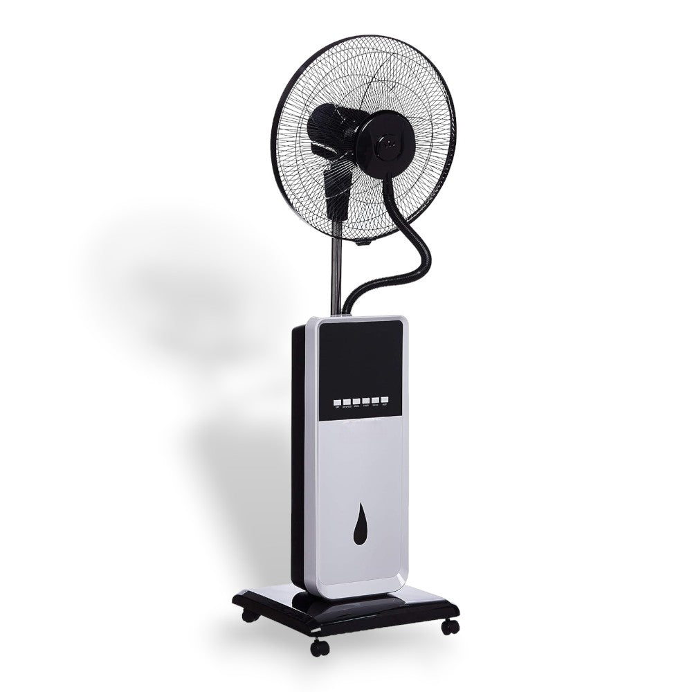 Ventilatore 5 pale e ruote con nebulizzatore 100W e diffusore di aromi display led Nebuly