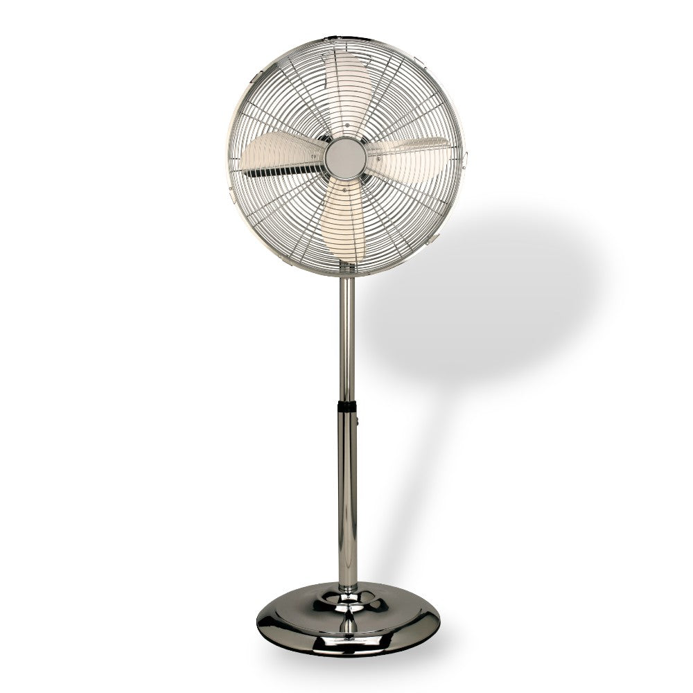 Ventilatore a piantana 40W completamente in metallo con 4 pale e altezza regolabile