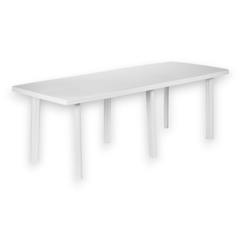 Tavolo componibile da esterno giardino in resina bianca 6 gambe Trio