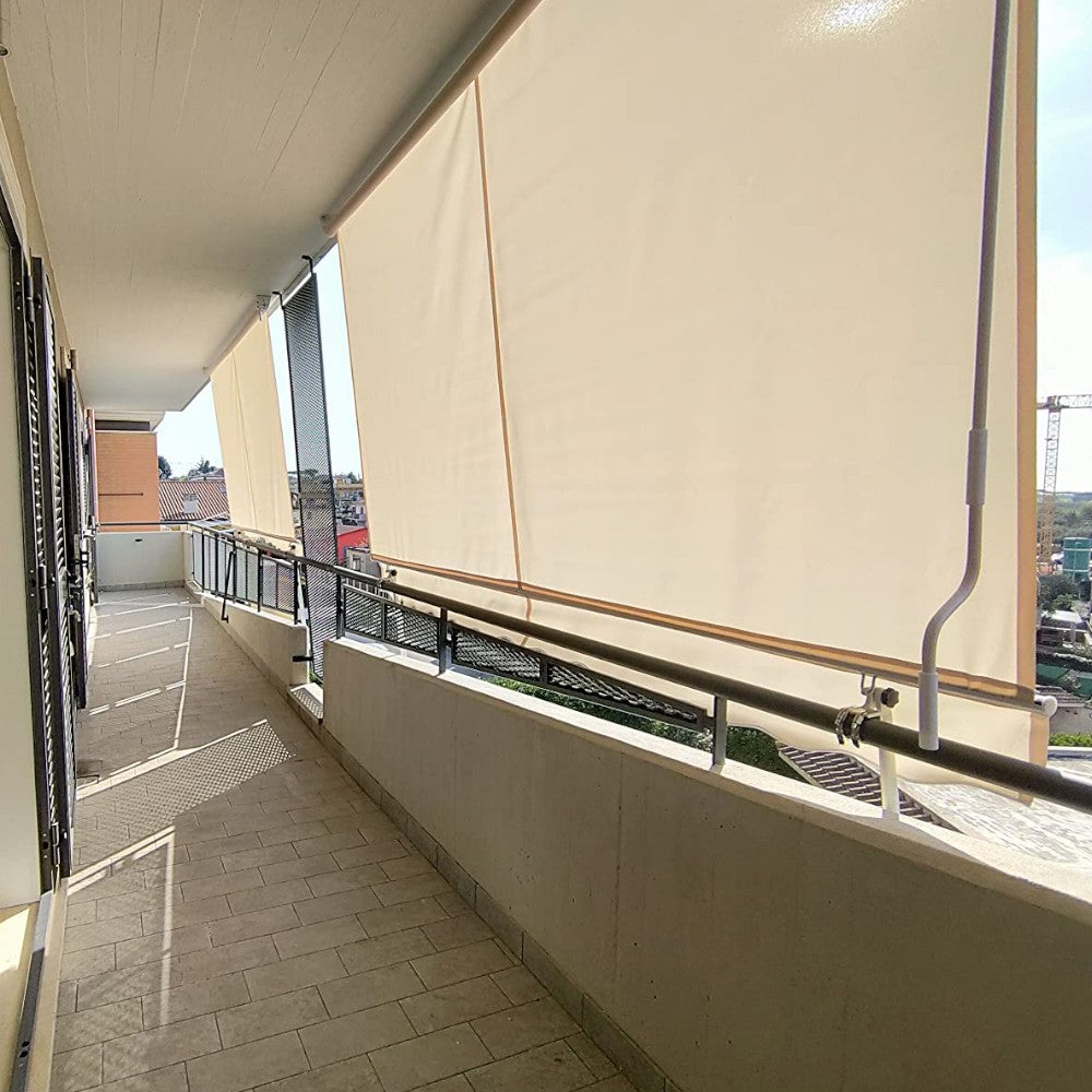 Tenda da balcone para sole a caduta 300x250 cm tinta unita beige con profili in alluminio