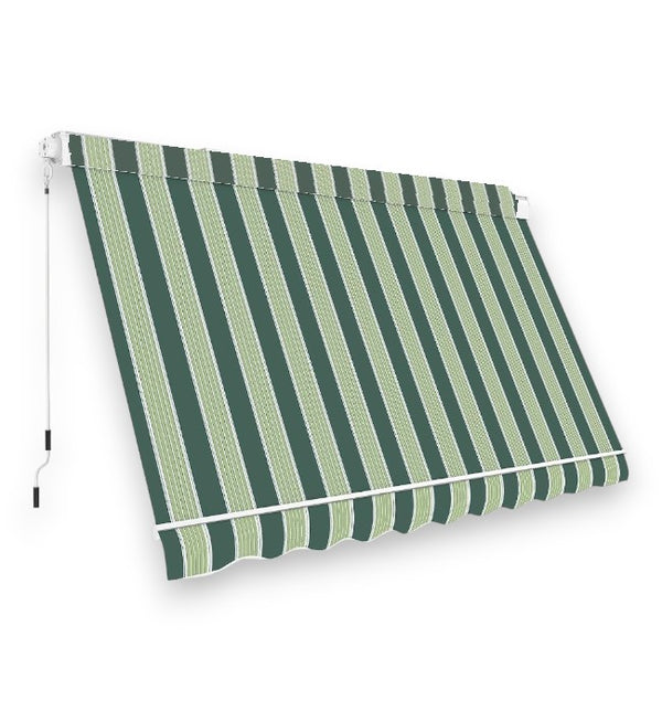 Tenda da balcone para sole a caduta 300x250 cm verde e crema a righe con profili in alluminio