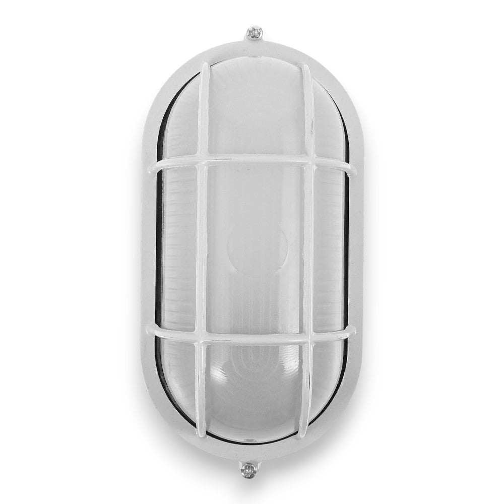 Plafoniera applique da esterno per parete o soffitto in alluminio pressofuso con griglia di protezione Algi