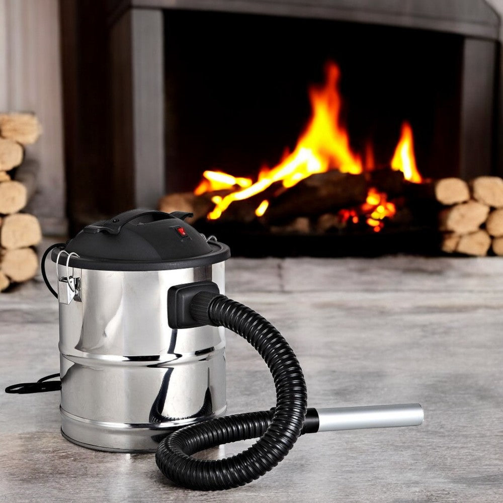 Aspiratore per camino aspiracenere 18 lt in acciaio inox 1000W con filtro in tnt