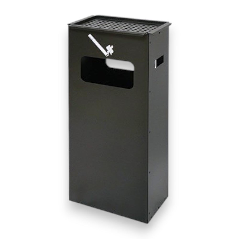 Pattumiera posacenere da esterno locali e pub in acciaio antracite con maniglie laterali Smoky