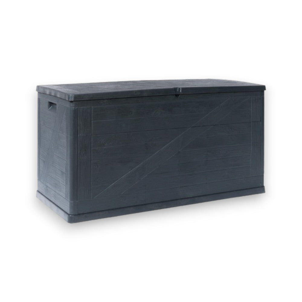 Baule in resina antracite effetto legno da esterno 120x56xh63 cm 420 lt Multibox Wood